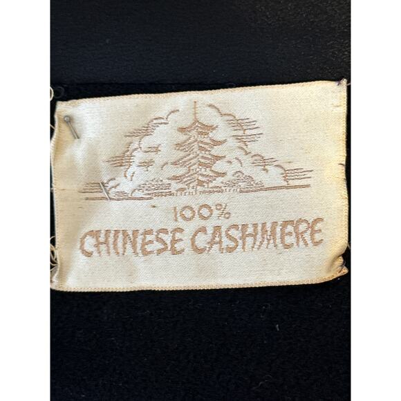 VTG 100% Chinese Cashmere Trench Coat M Black Ultra Soft Lined Luxury Minimalist - Picture 9 of 13